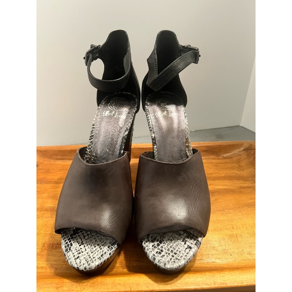 Elliott Lucca 'Bellina' Black Snake Print Braided Leather Pumps: Size 8.5 - Picture 3 of 9